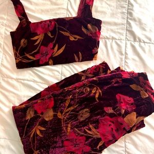 Floral velvet two piece